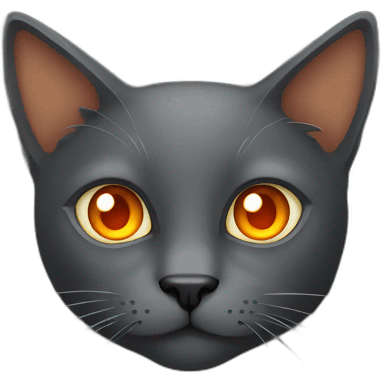 Dark grey cat with orange eyes emoji