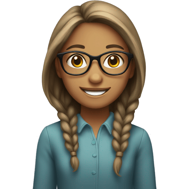 smiling girl with glasses indoors emoji