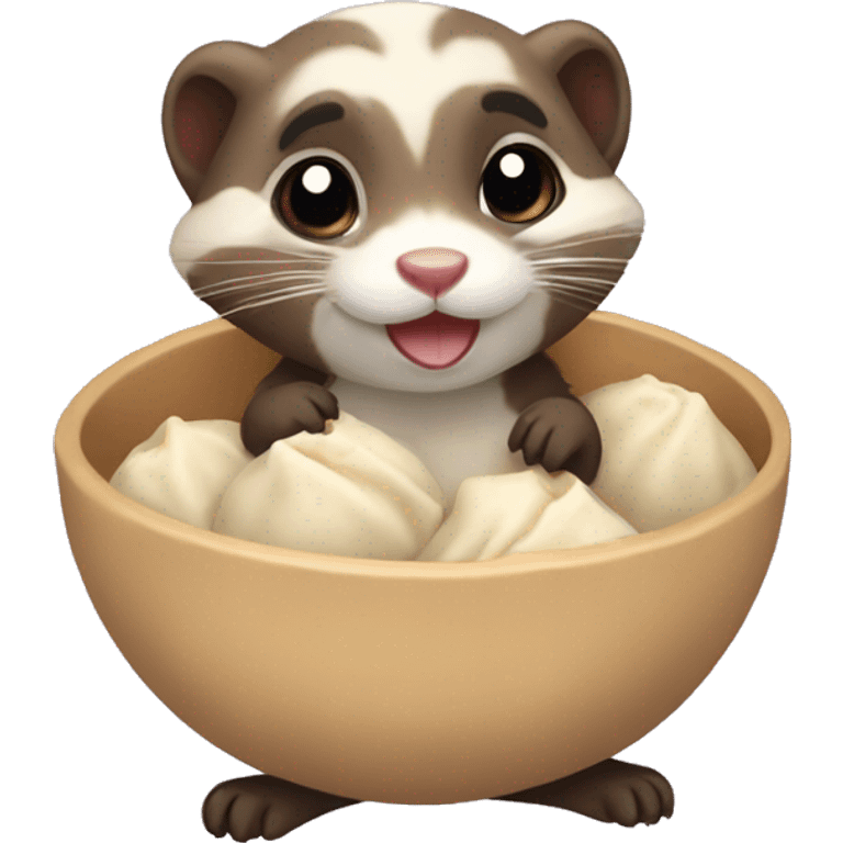 cute ferret holding dumpling  emoji