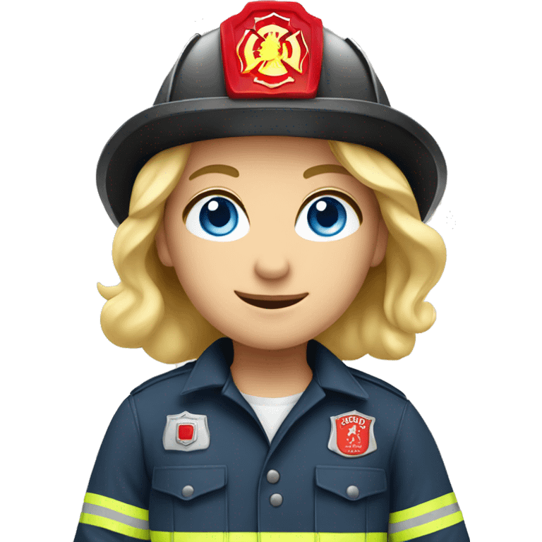 caucasian, blonde firefighter with blue eyes emoji