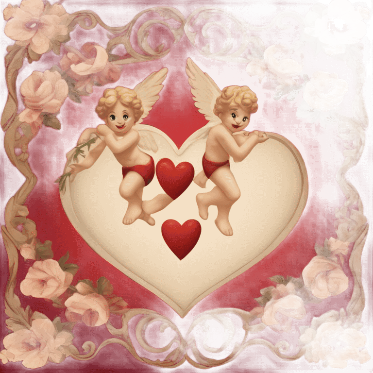 vintage valentine’s day card red emoji