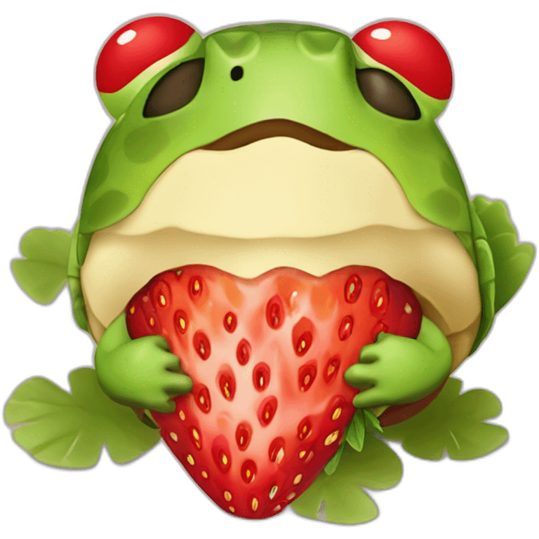 Tortue qui boit de la jus de fraises emoji