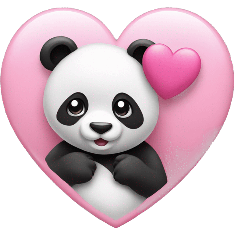 Pink heart with panda emoji