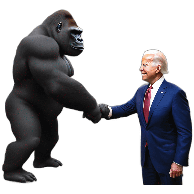 Big buff Gorilla meeting Joe Biden emoji