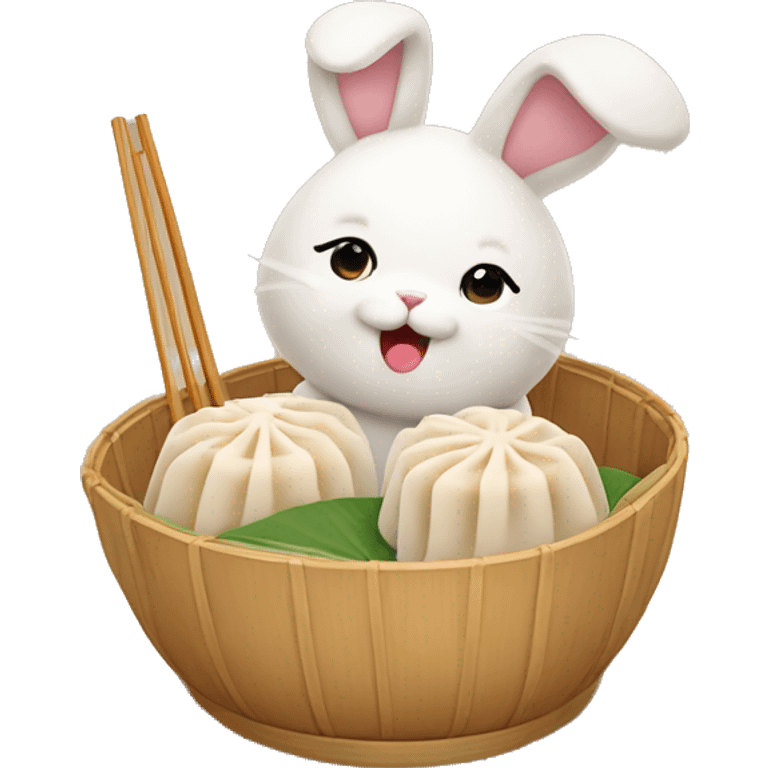 Dim sum with cute bunny emoji