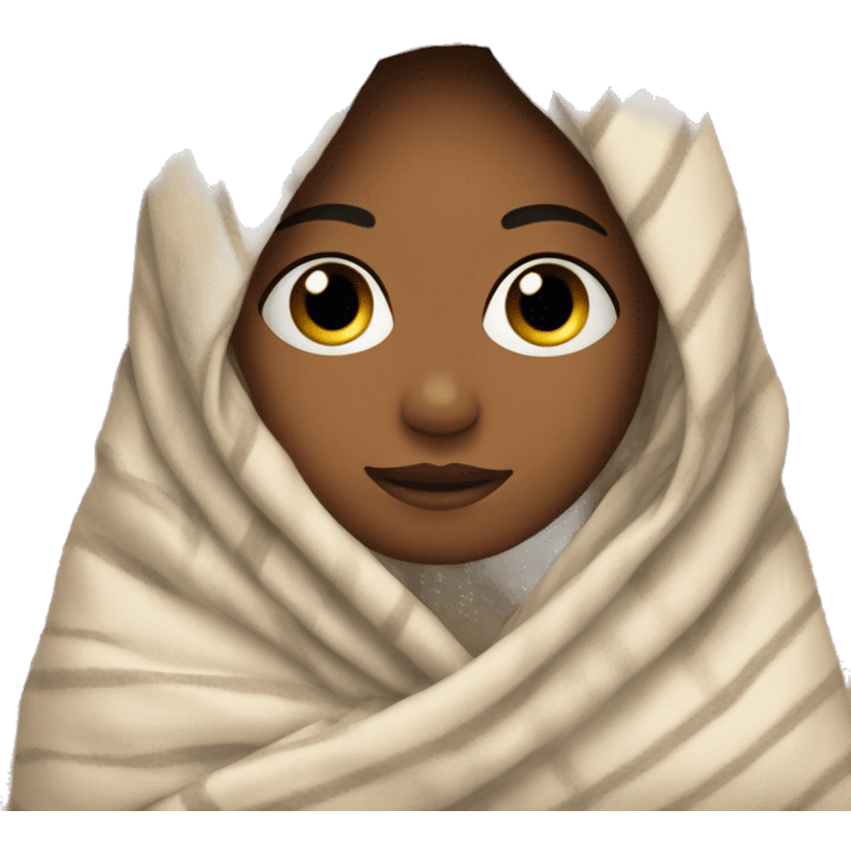 Girl wrapped in a nice blanket emoji