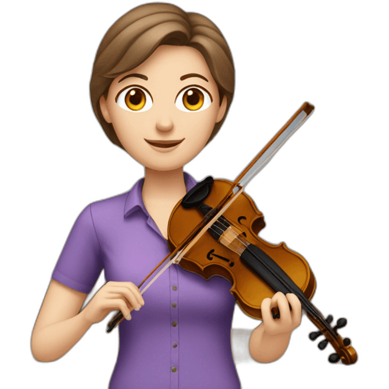 White female teacher brown hair purple shirt gardener violinist  emoji