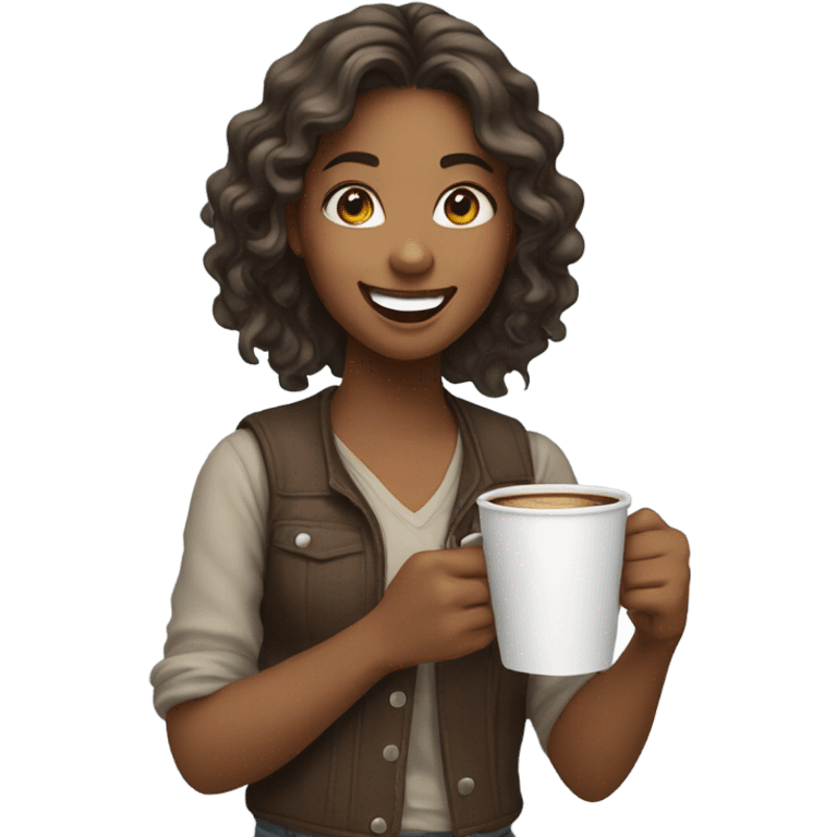 girl with a coffe emoji