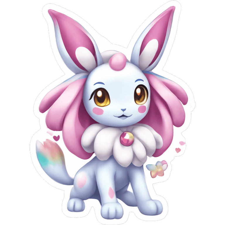 Kawaii Gorgeous Beautiful Shiny Sparkly Sylveon-Pokémon full body sticker emoji