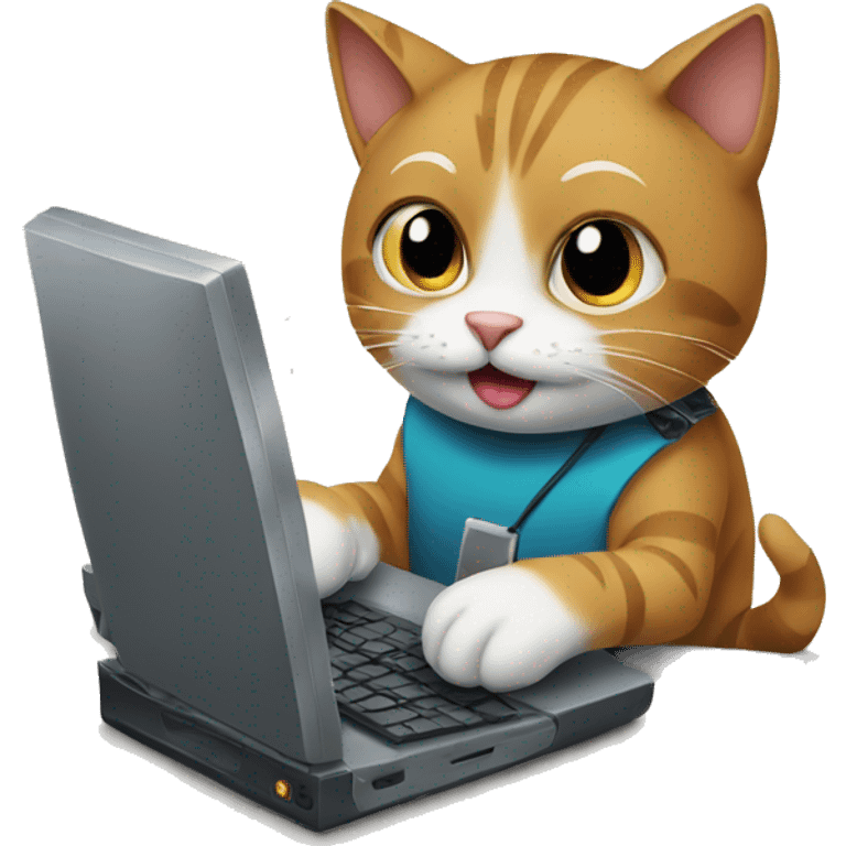 cat holding a computer emoji