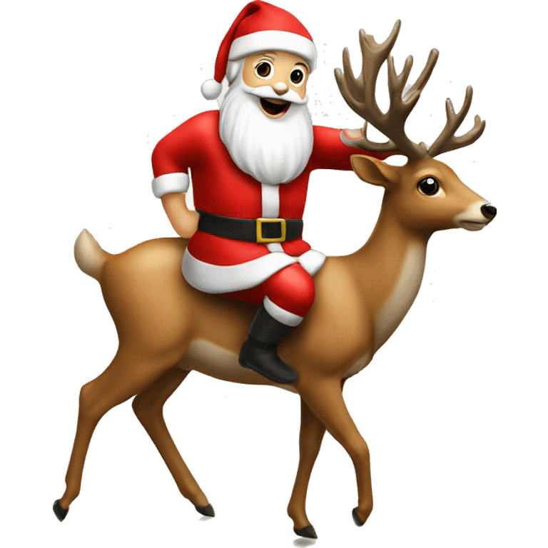 Santa claus on a deer emoji