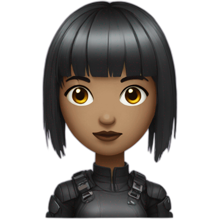 cyberpunk girl with bangs and black hair emoji