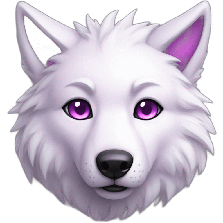 pink white wolf furry purple eyes emoji