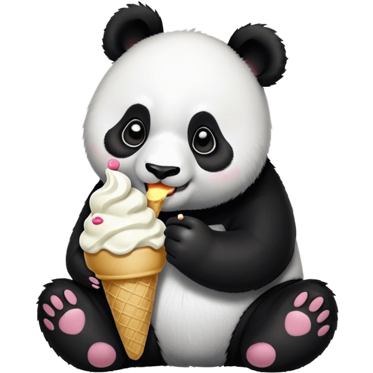 Panda eating ice cream emoji