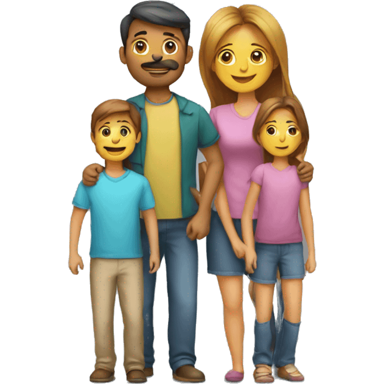 Heart and mom and dad and kids emoji