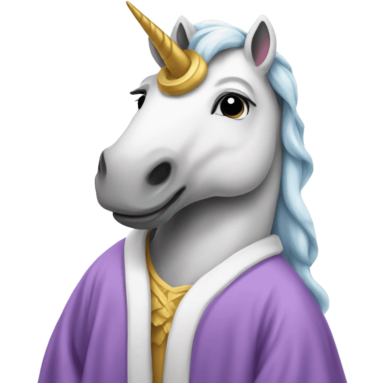 Unicorn with a robe on emoji