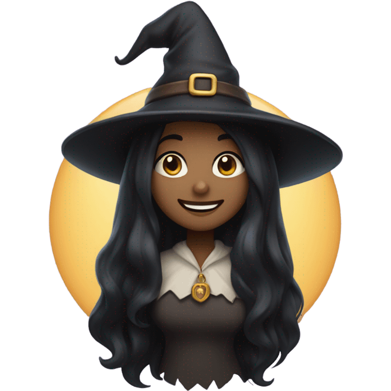 smiling girl with black hair witchy emoji