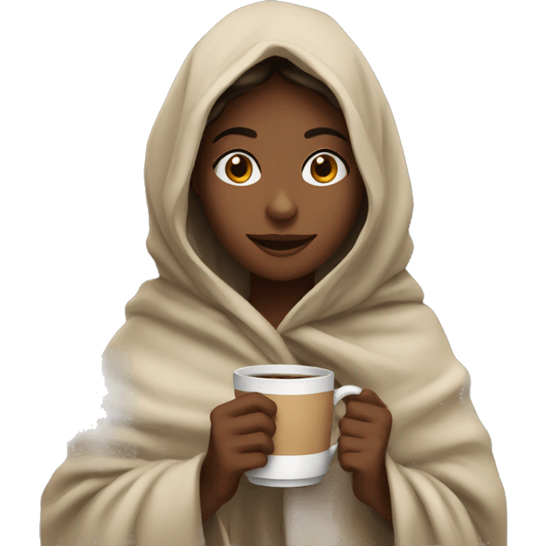 a girl with coffee and blanket  emoji