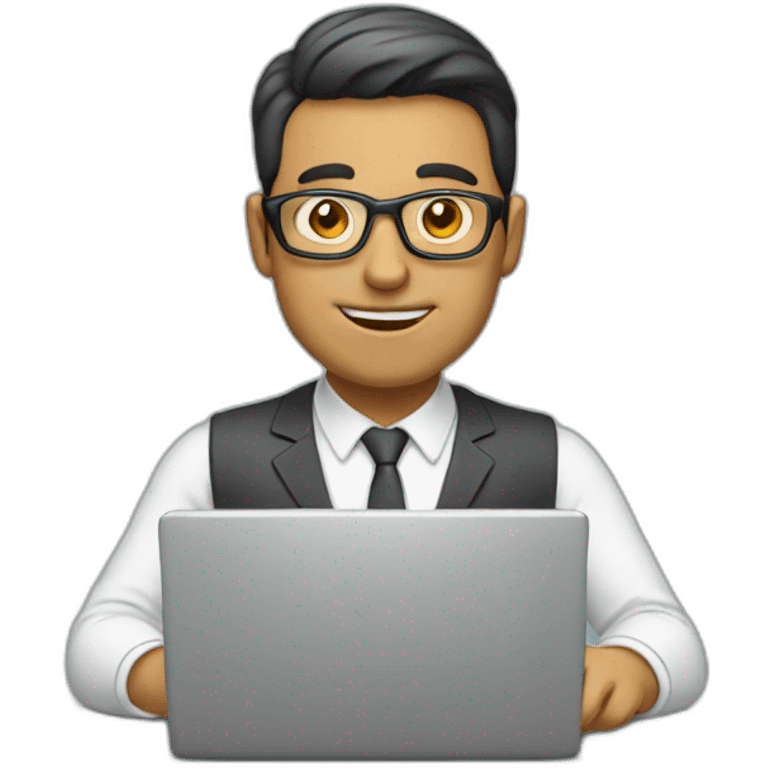 Smart man using laptop emoji