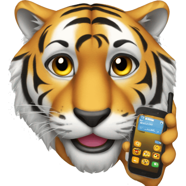 tiger with a phone emoji