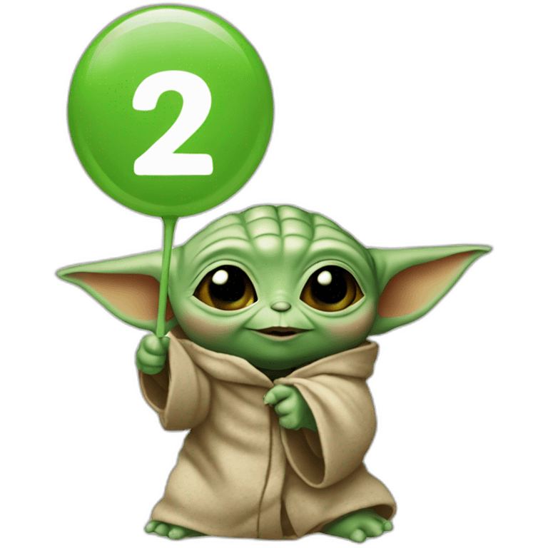 Baby Yoda holding a number 2 sign emoji