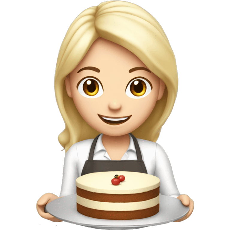 happy white girl cooking holding food cake  emoji