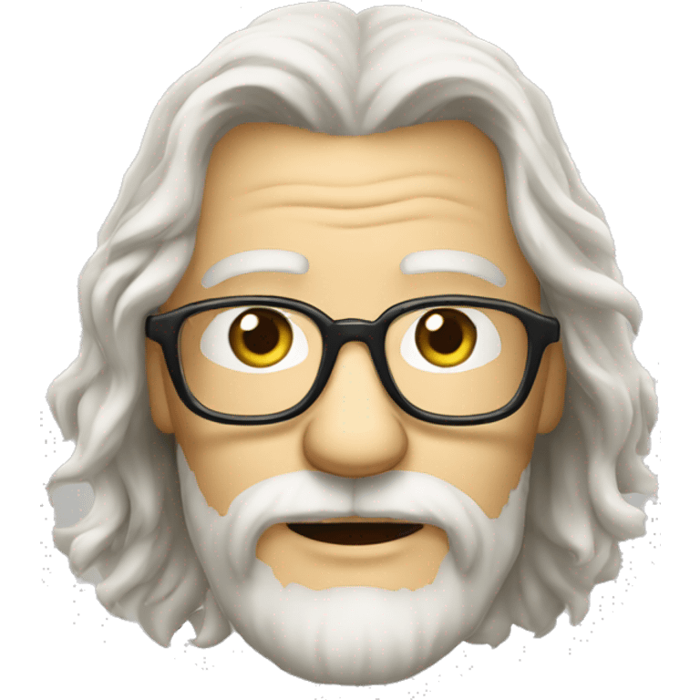 a german old guy with long blonde hair and mideum beard, wears glasees emoji