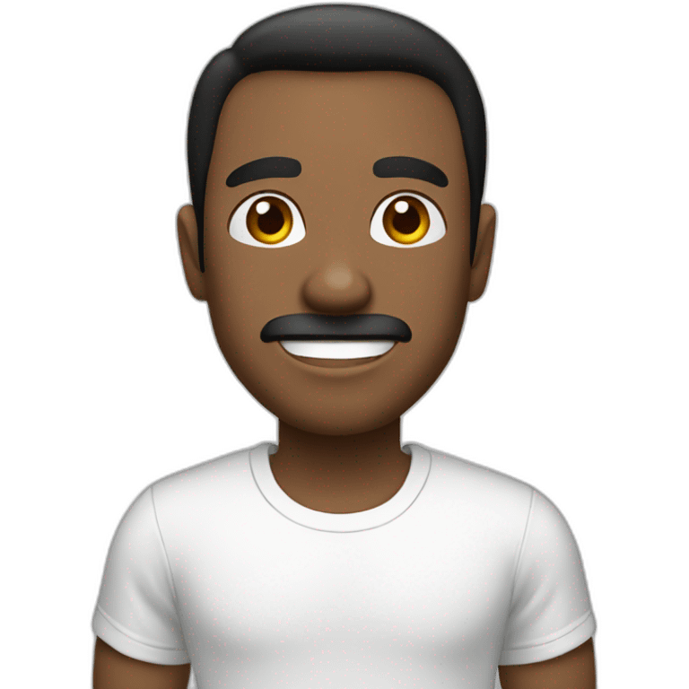 A man with black hair in a white T-shirt emoji