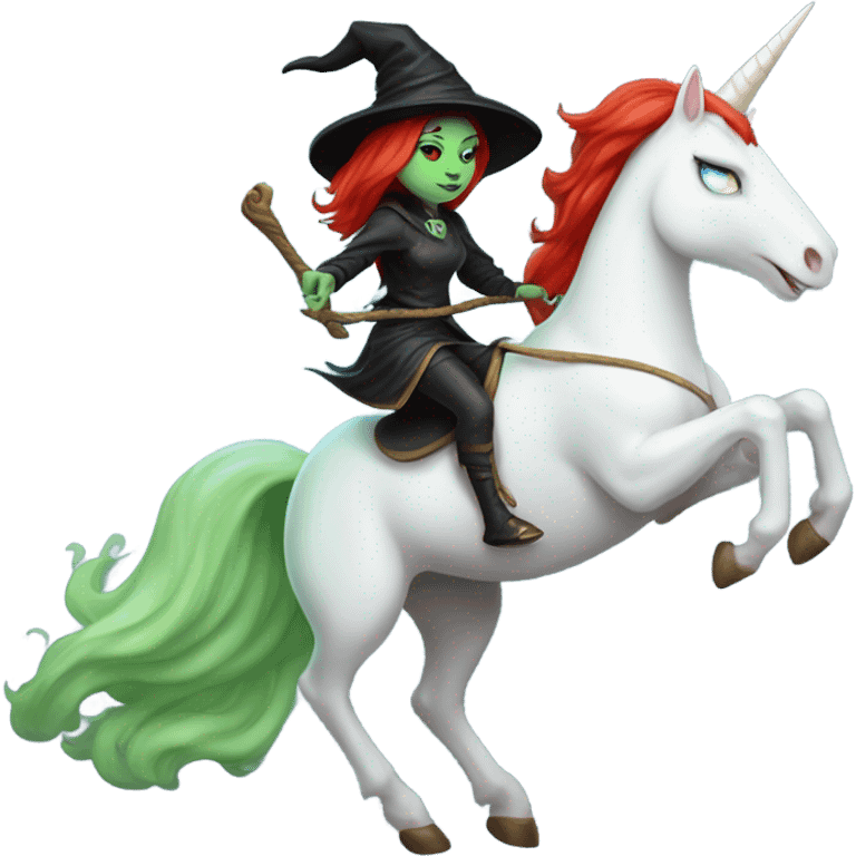 [politically incorrect, shield(
	{ female, alien, witch, color: light green, hair:red, eyes:cat} ]
	on a 
	[{ unicorn: white, legged:four, mane: light blue }]) emoji