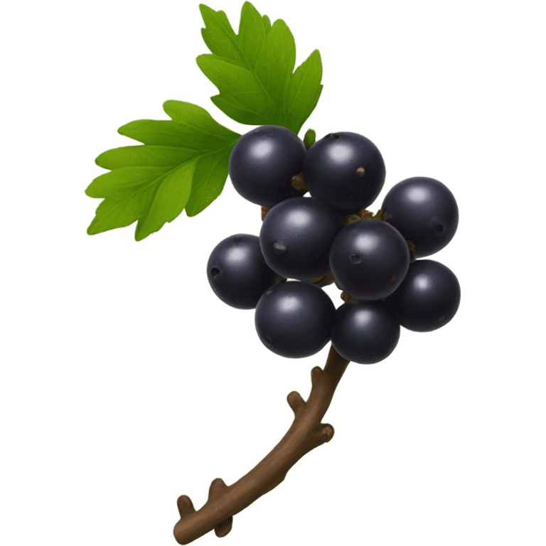 a bunch of little black berries on a branch emoji