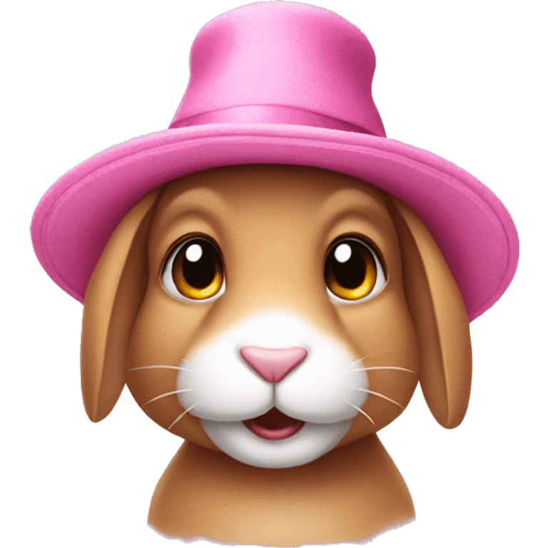 Rabbit wearing a pink hat emoji