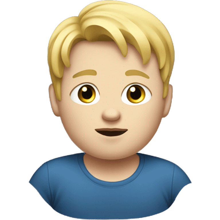 Obese young boy with blonde hair. emoji