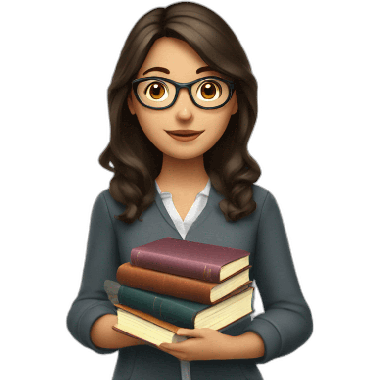 Very Studious brunette girl with books emoji