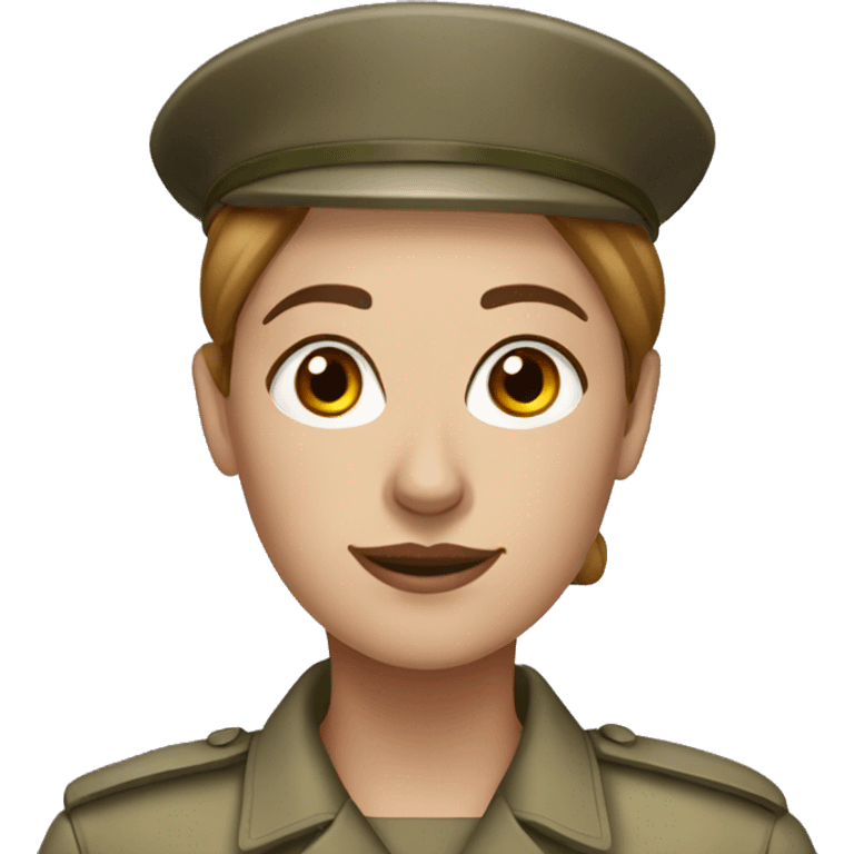 White Freckled military woman with lightbrown hair in bun emoji