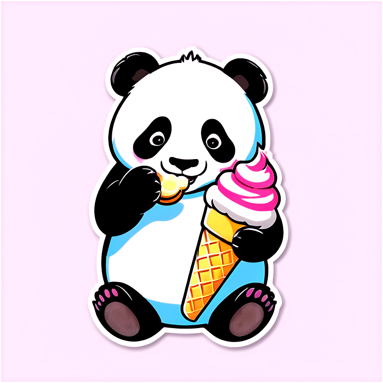 Panda eating ice cream emoji