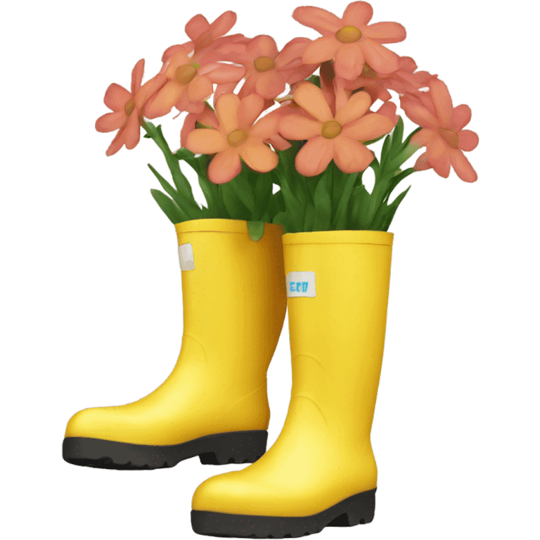 Flowers in yellow rain boot  emoji