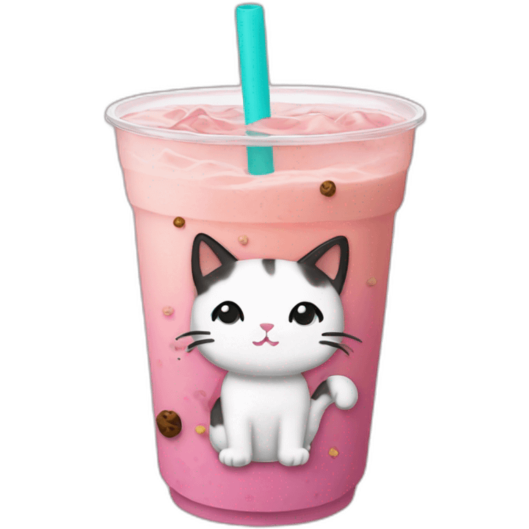 Boba tea with cats emoji