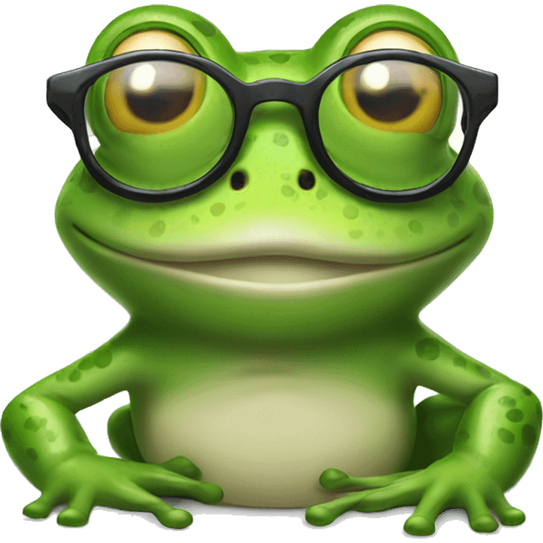 Frog in glasses smiling  emoji