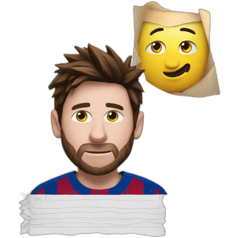 Messi with a papers emoji