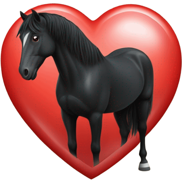 Black Horse centered within a red heart emoji