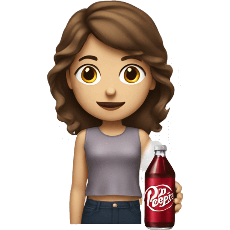 girl with brown hair drinking a dr pepper  emoji