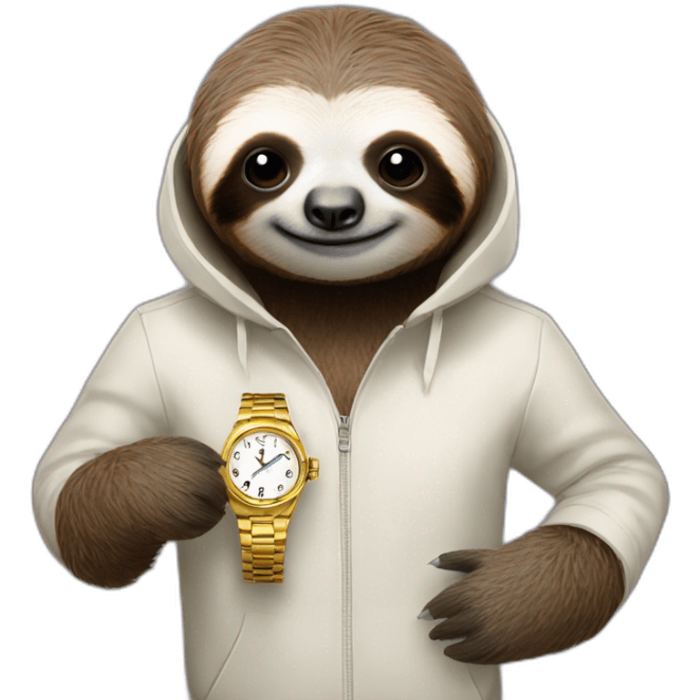 a sloth holding a luxury watch emoji