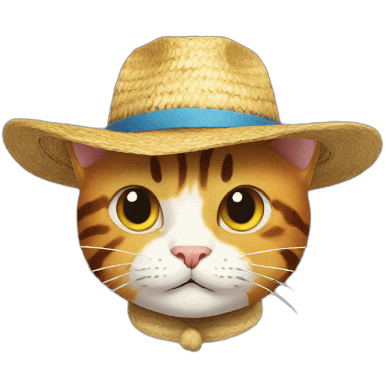 Luffy cat with straw hat emoji