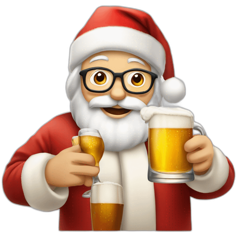 Père Noël qui offre un verre de bière à un enfant comme cadeau emoji