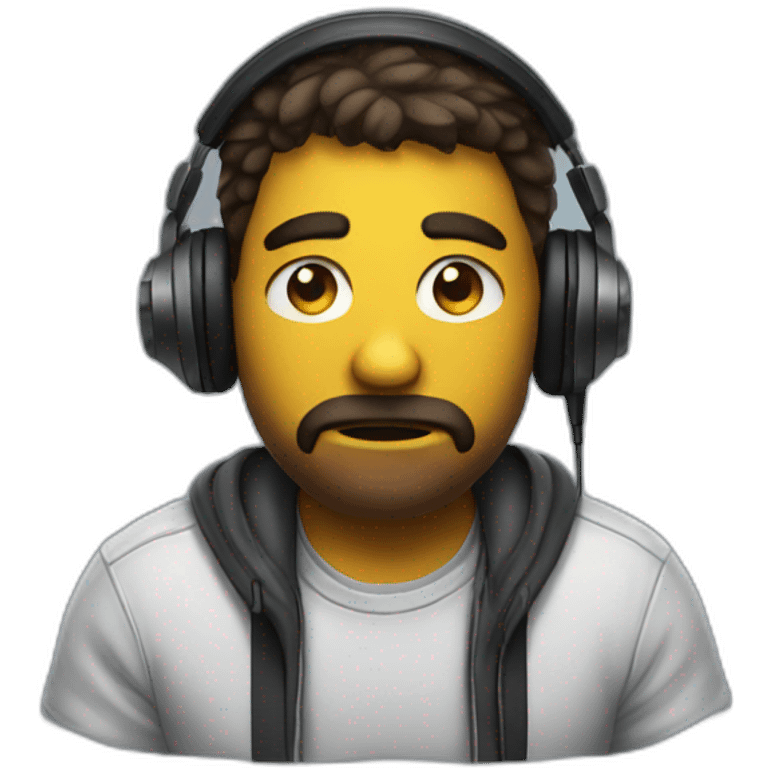 Sad gamer with gaming headphones emoji