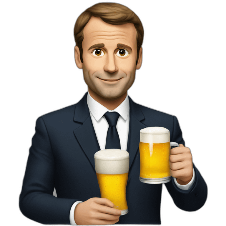 Macron with beer emoji