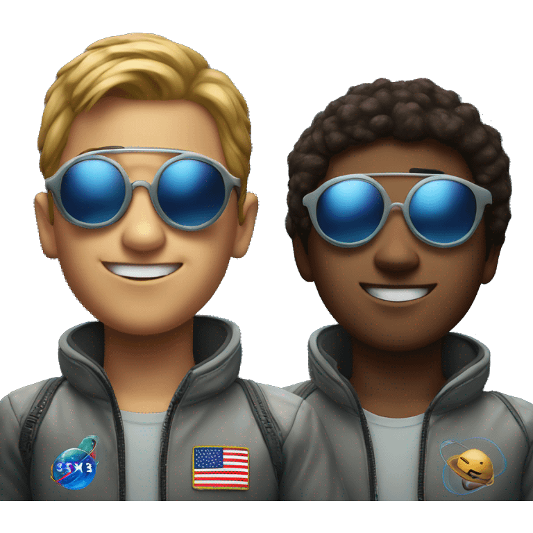 two boys in space with sunglasses emoji