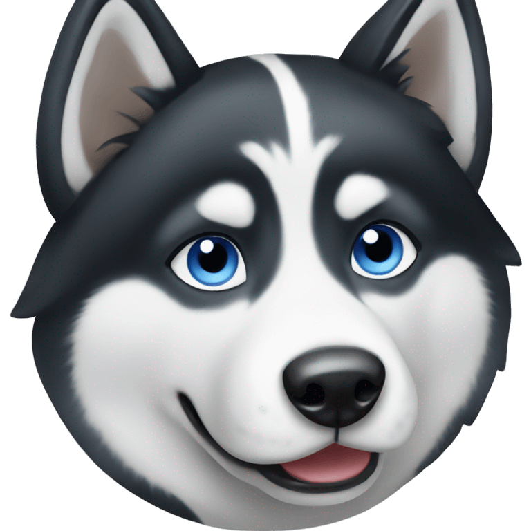 Black and white husky dog face with blue eyes emoji