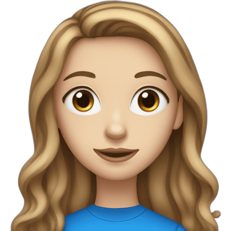 long light brown hair woman with blue eyes black stripy t-shirt emoji