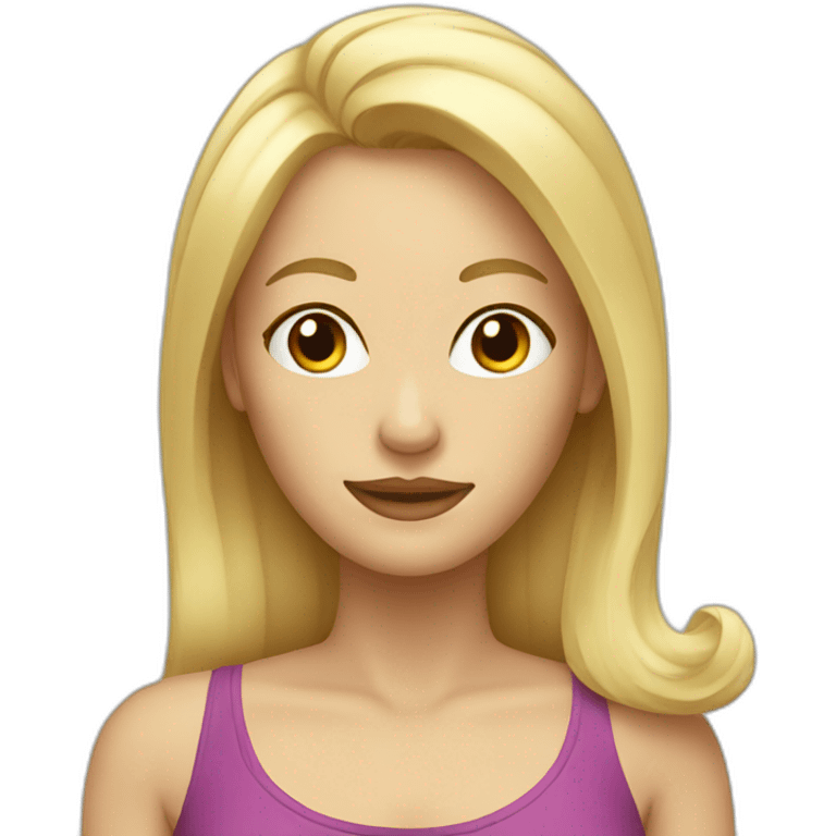 blond woman with curve hair in glass emoji